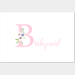 Pink floral bridesmaid illustration Posters and Art